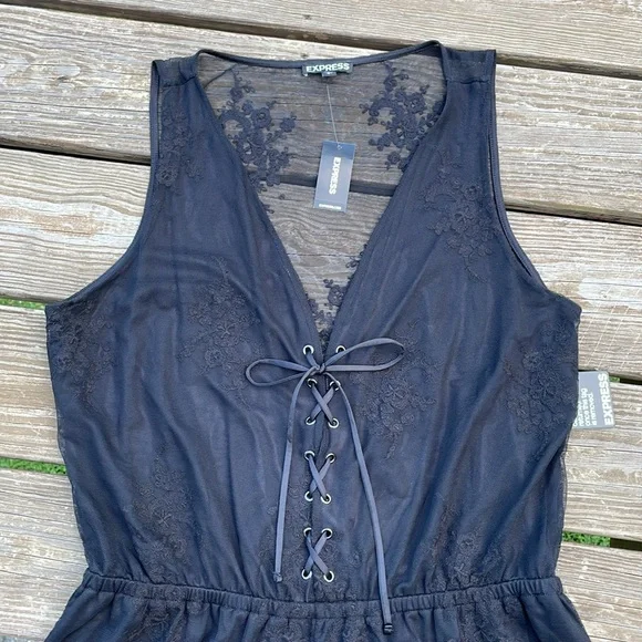 Lacey Black Romper by Express - Picture 2 of 16